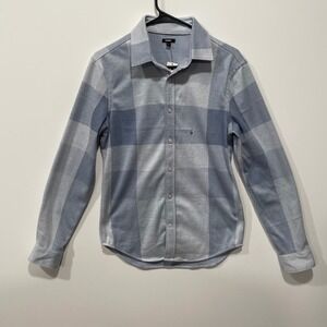 Express‎ Mens Plaid Long Sleeve Button Down Shirt XS Light Blue